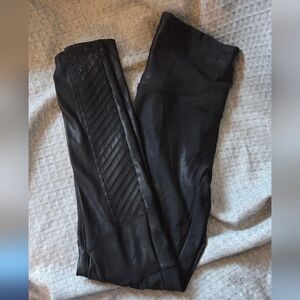 SPANX leggings Faux Leather Moto Black Size LRG Women Motorcycle Biker